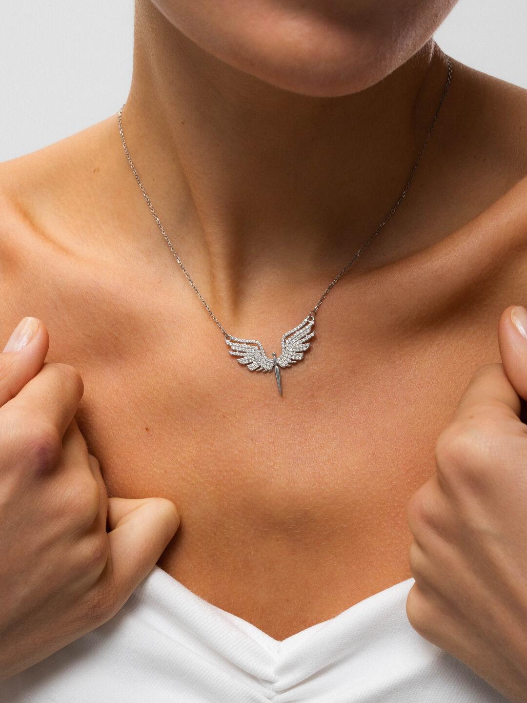 Зображення Срібне кольє Крила ангела