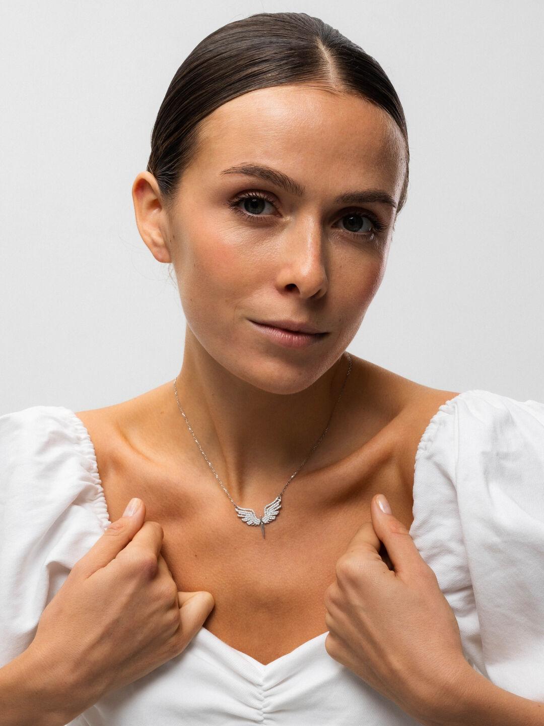 Зображення Срібне кольє Крила ангела при наведенні