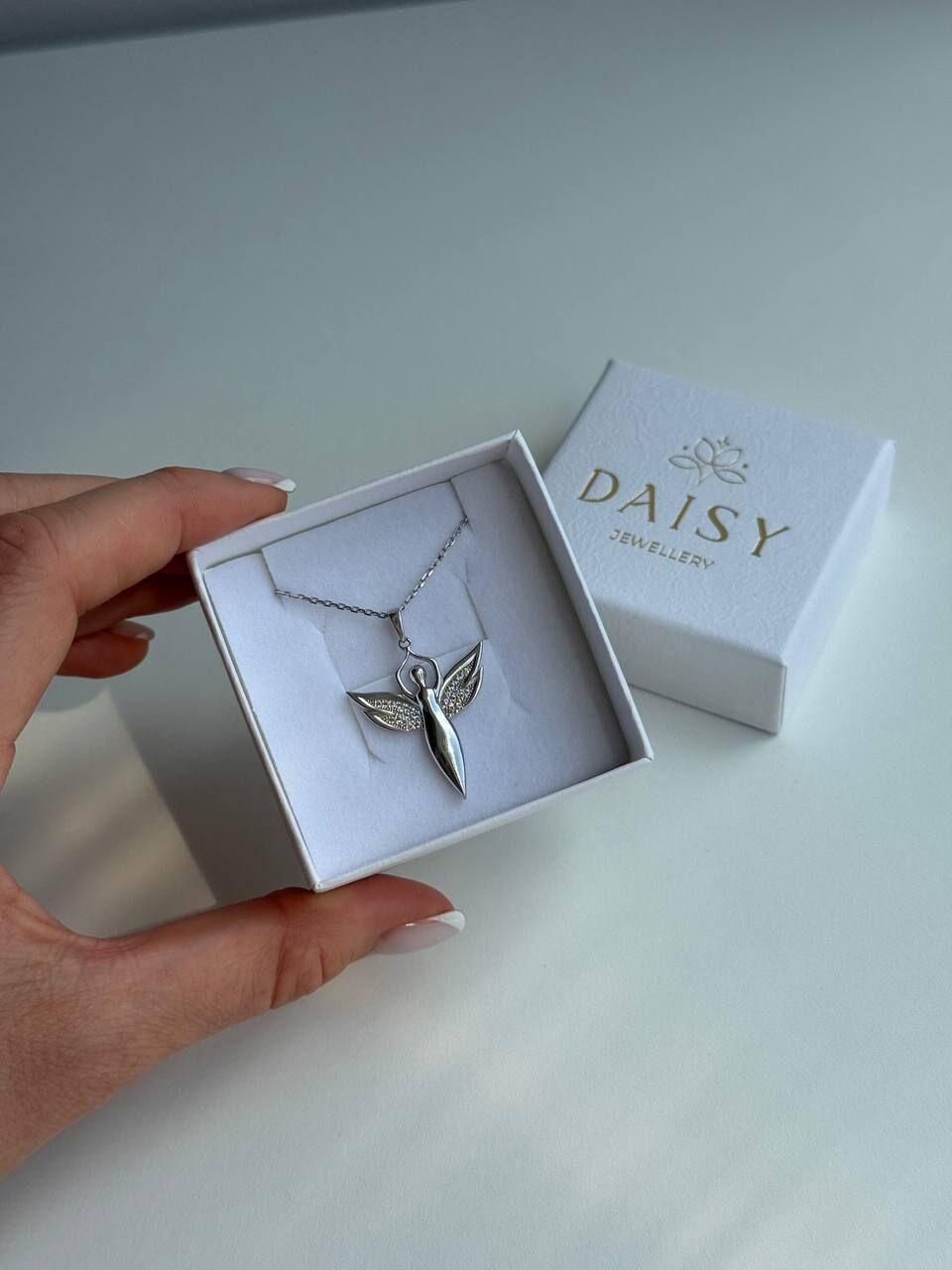 Зображення Жіноче срібне кольє з підвіскою ангел при наведенні