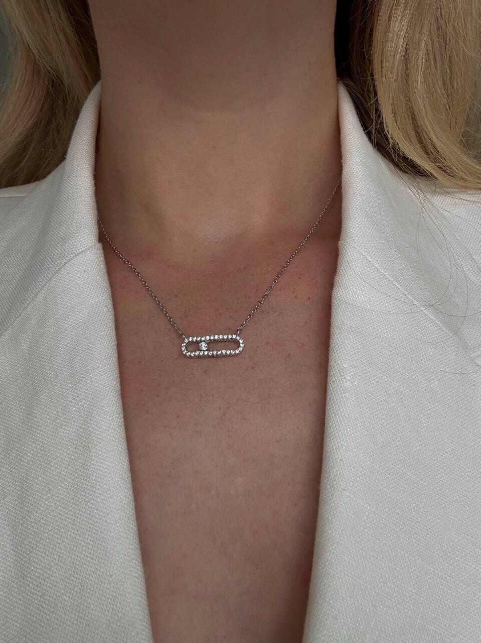 Зображення Жіноче срібне кольє з фіанітами при наведенні