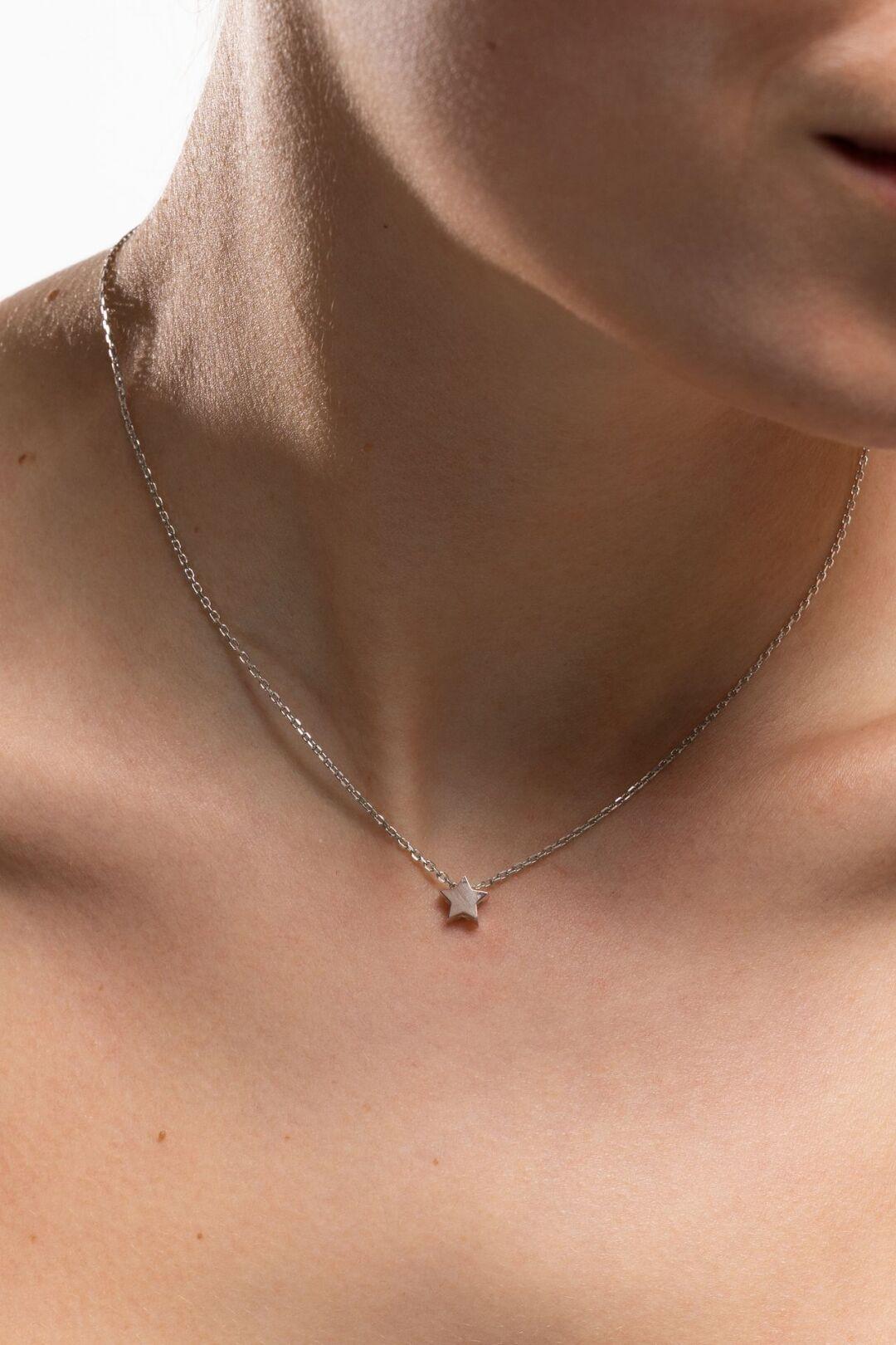 Зображення Серебряное колье Звезда, серебро 925°, золото 375°