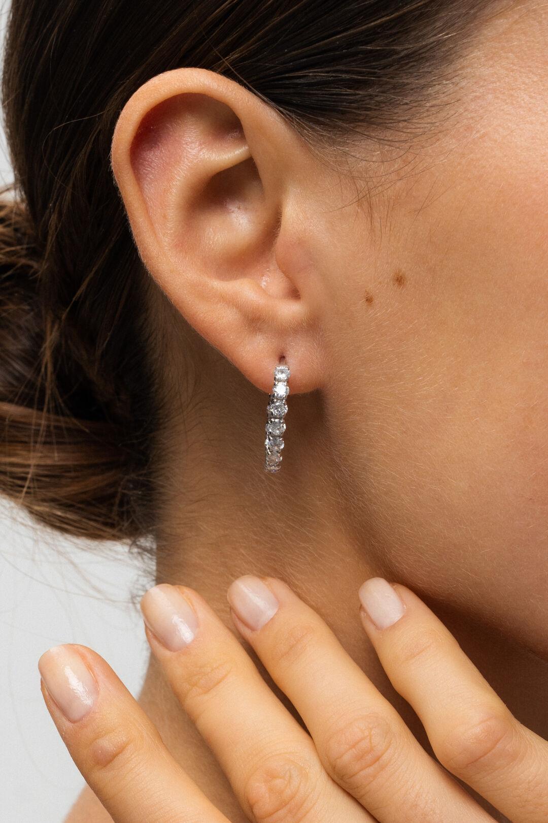 Зображення Срібні сережки-конго з фіанітами 