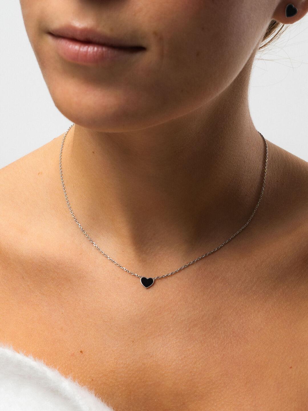 Зображення Серебряное колье Сердце эмаль