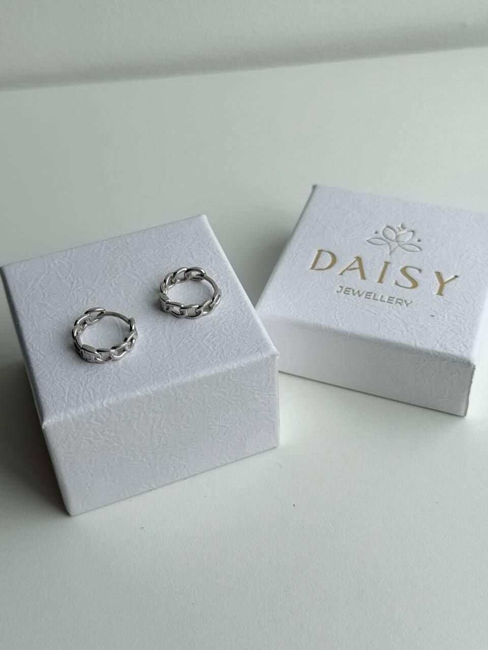 Зображення Жіночі срібні сережки-кільця з ланцюговим плетінням