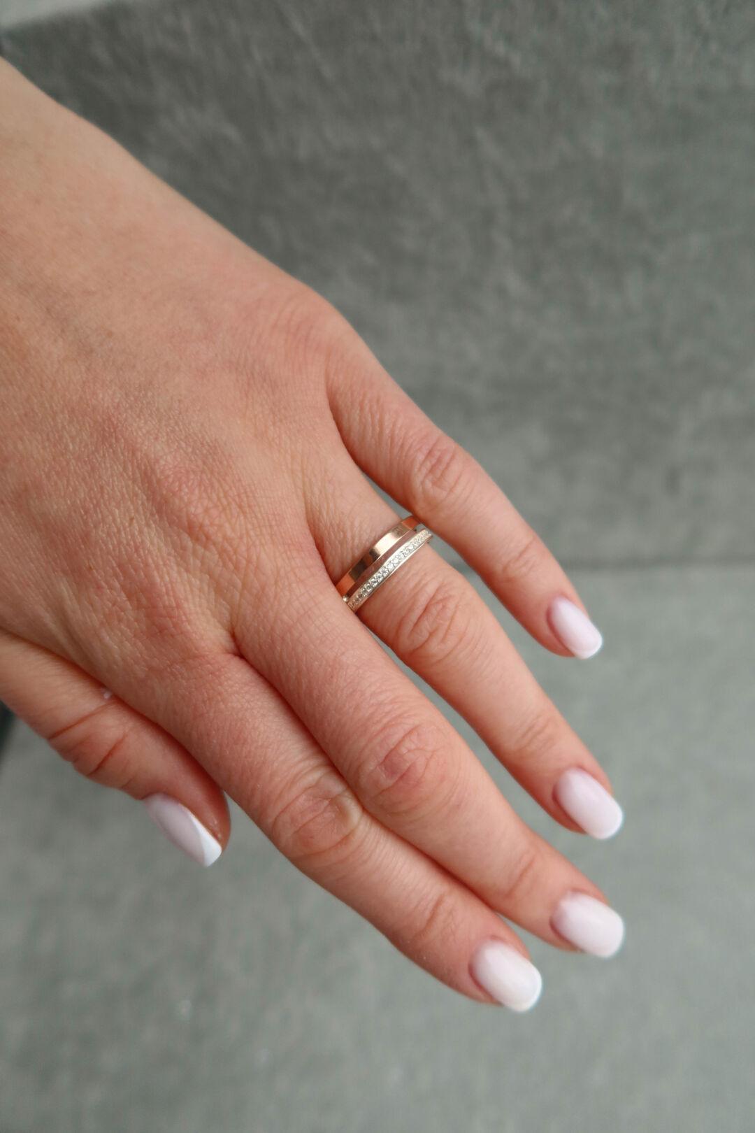 Серебряное кольцо двойное золото 375° (родий)