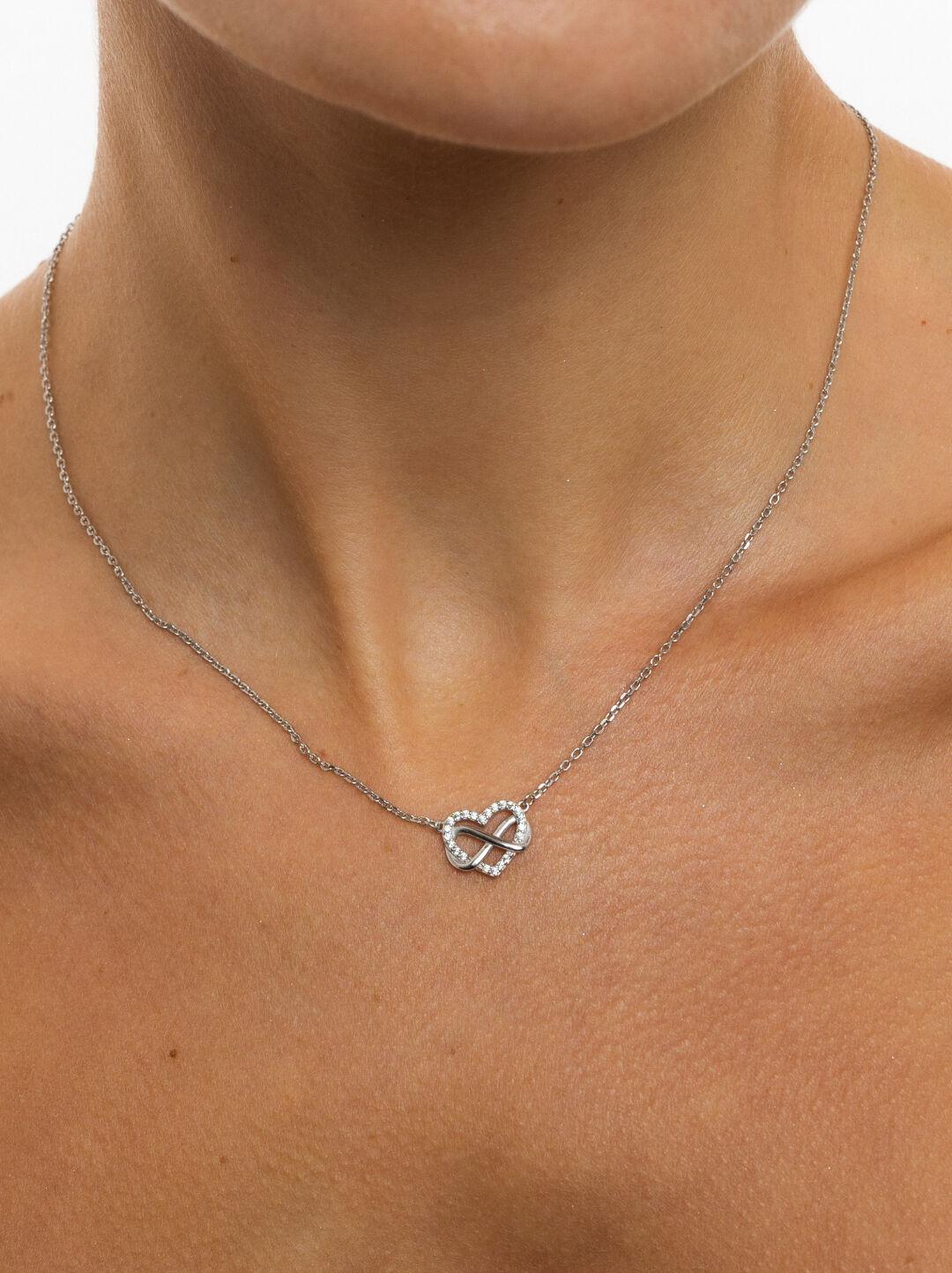 Зображення Жіноче кольє зі срібла 925 проби Серце у фіанітах