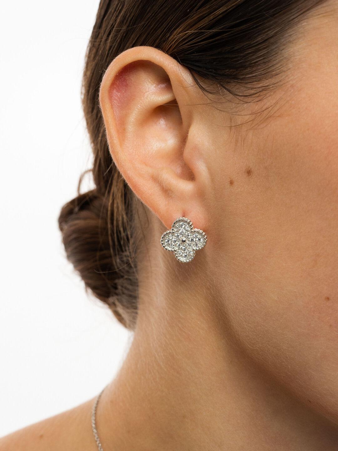 Зображення Сережки срібло 925° Клевер у камінцях