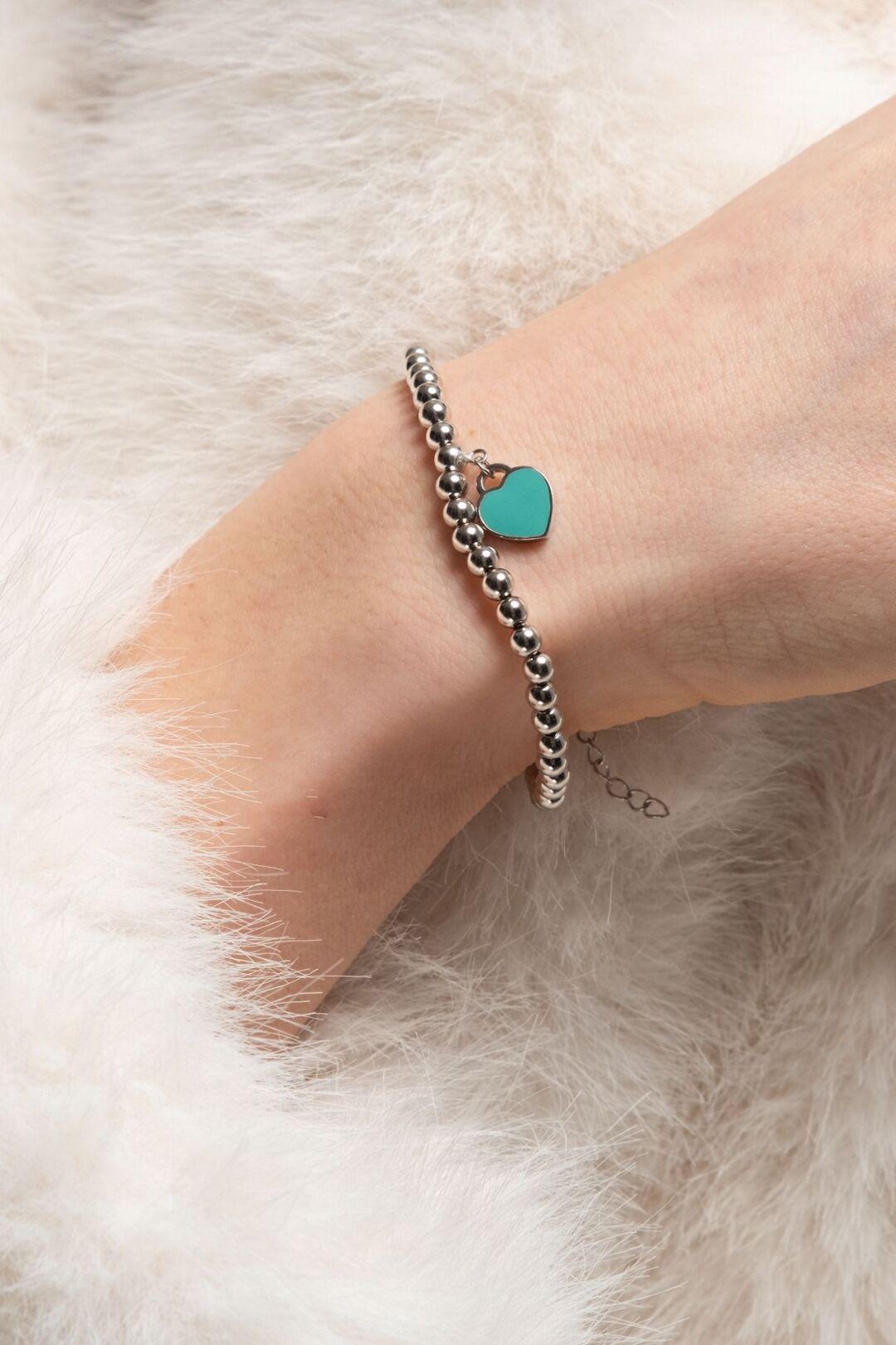 Зображення Срібний жіночий браслет з підвіскою у вигляді серця