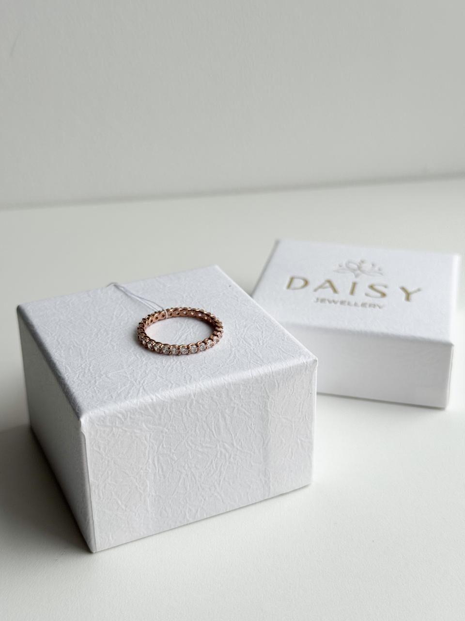 Зображення Женское серебряное кольцо с фианитами по кругу в позолоте