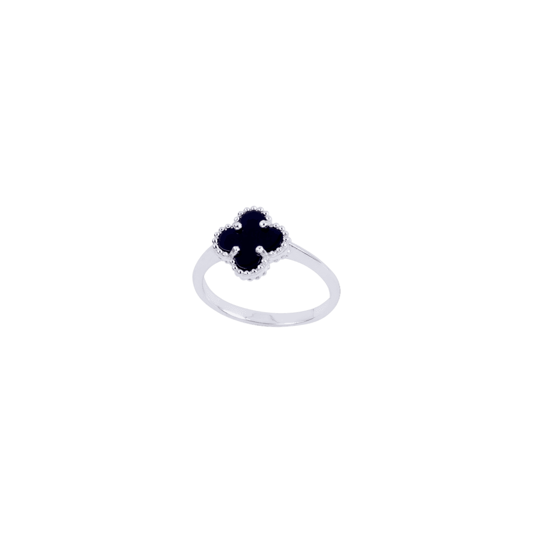 Серебряное кольцо 925° оникс Клевер