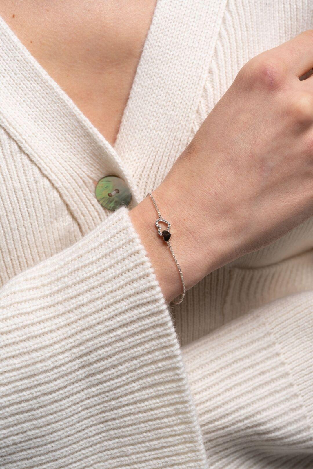 Зображення Серебряный женский браслет Два сердца