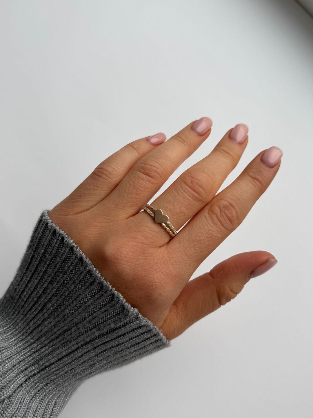 Зображення Серебряное кольцо с сердцем, серебро 925°, золото 375° при наведенні