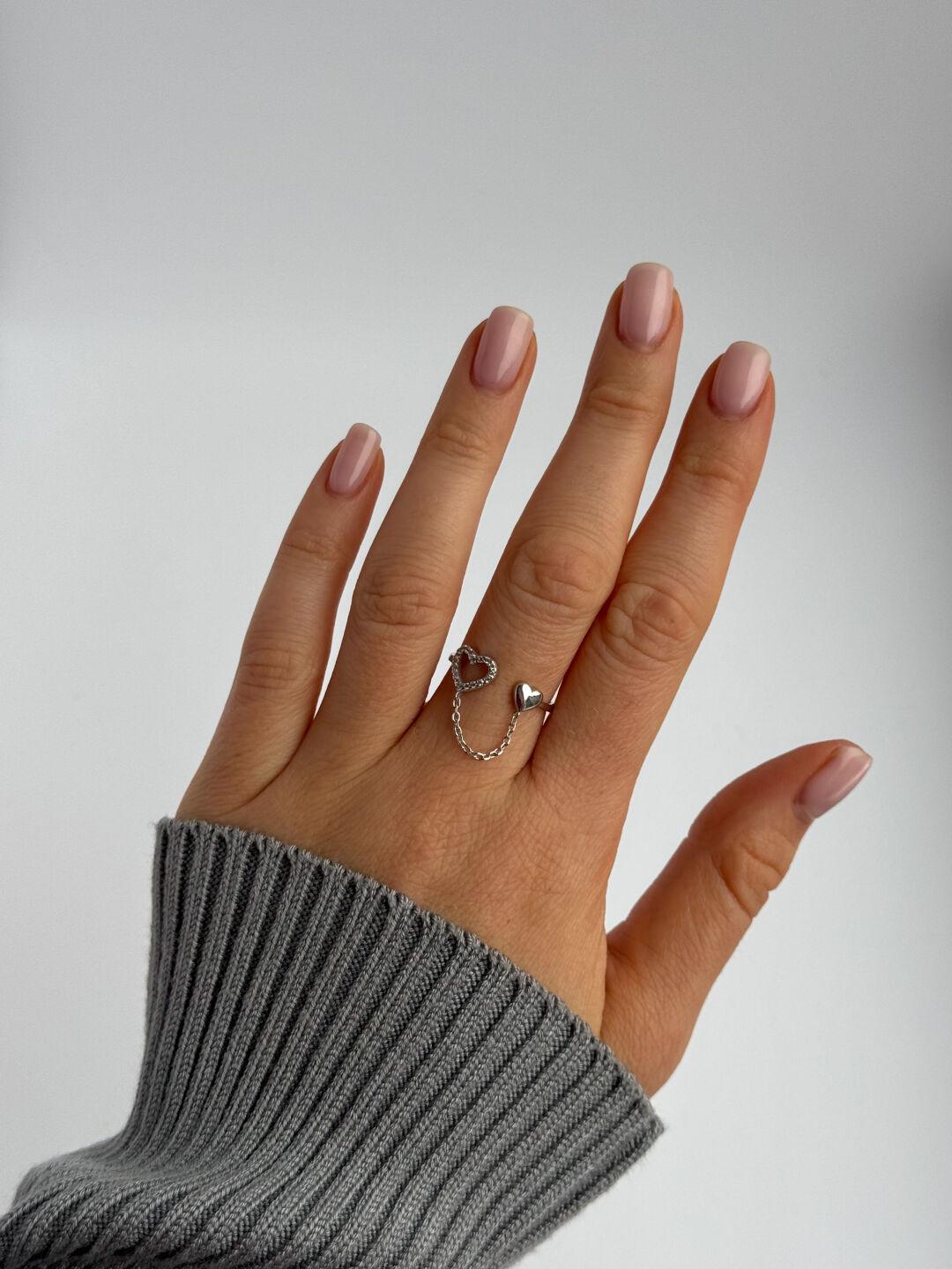 Зображення Серебряное женское кольцо с цепочкой