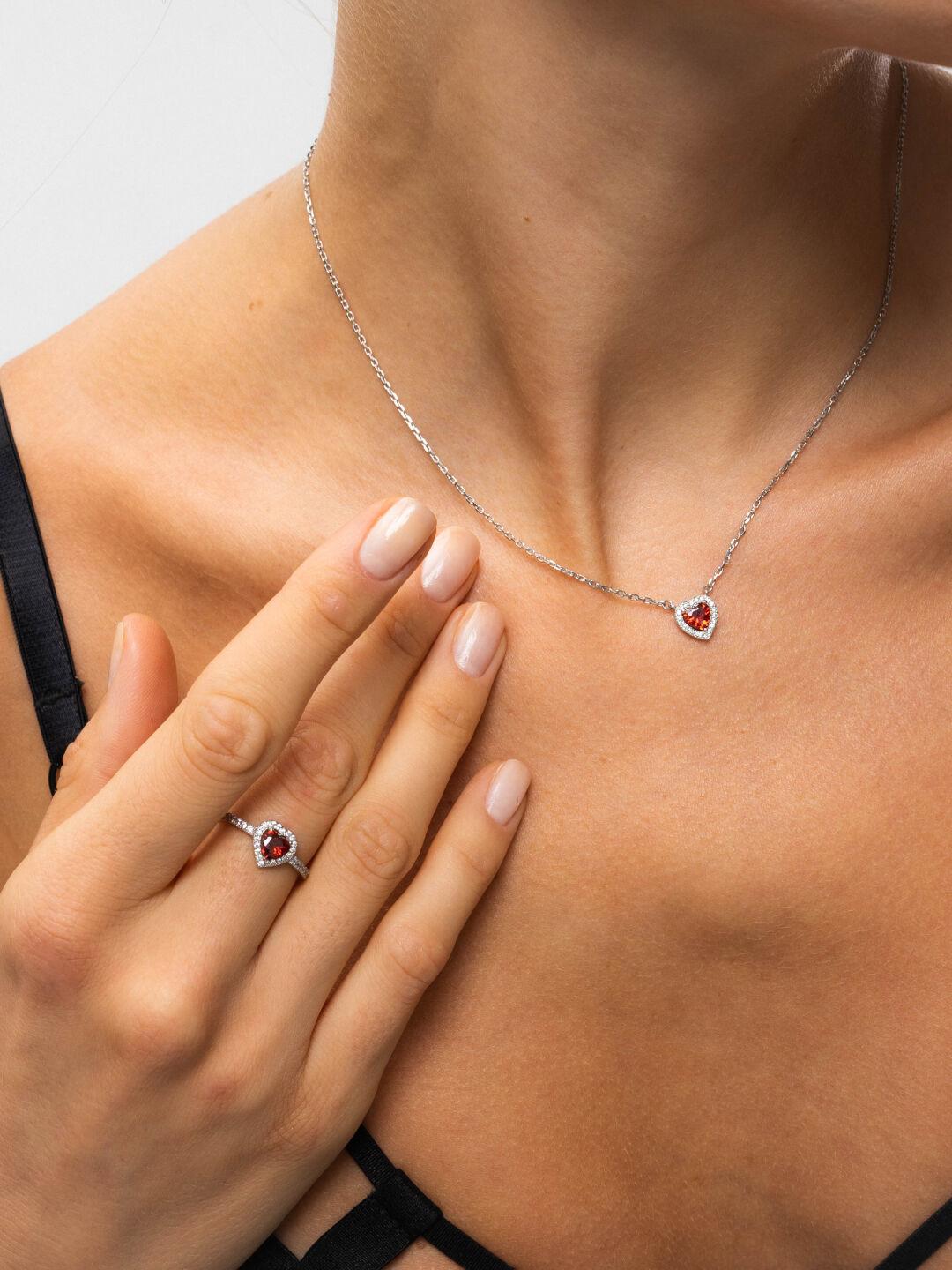 Зображення Срібне кольє Червоне Серце при наведенні